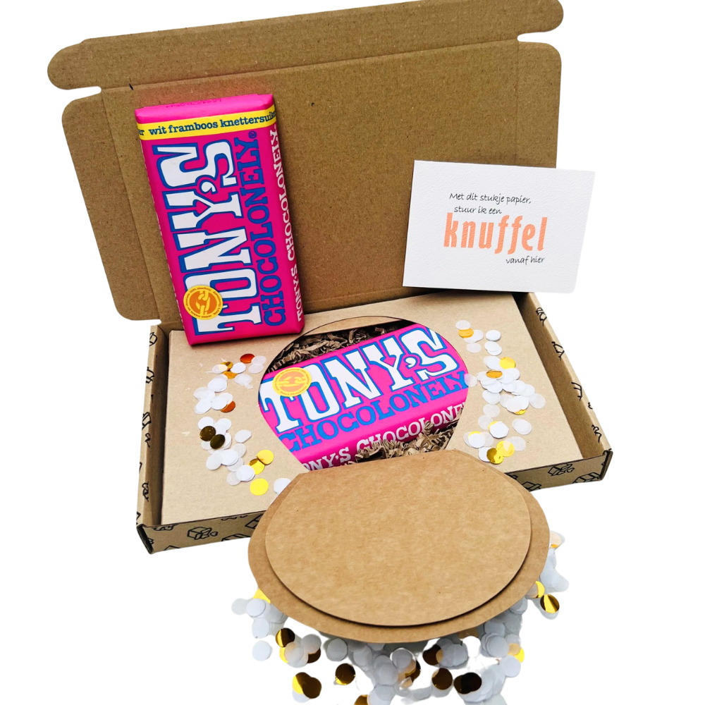 Confetti verrassing cadeau - Brievenbus cadeau met chocolade