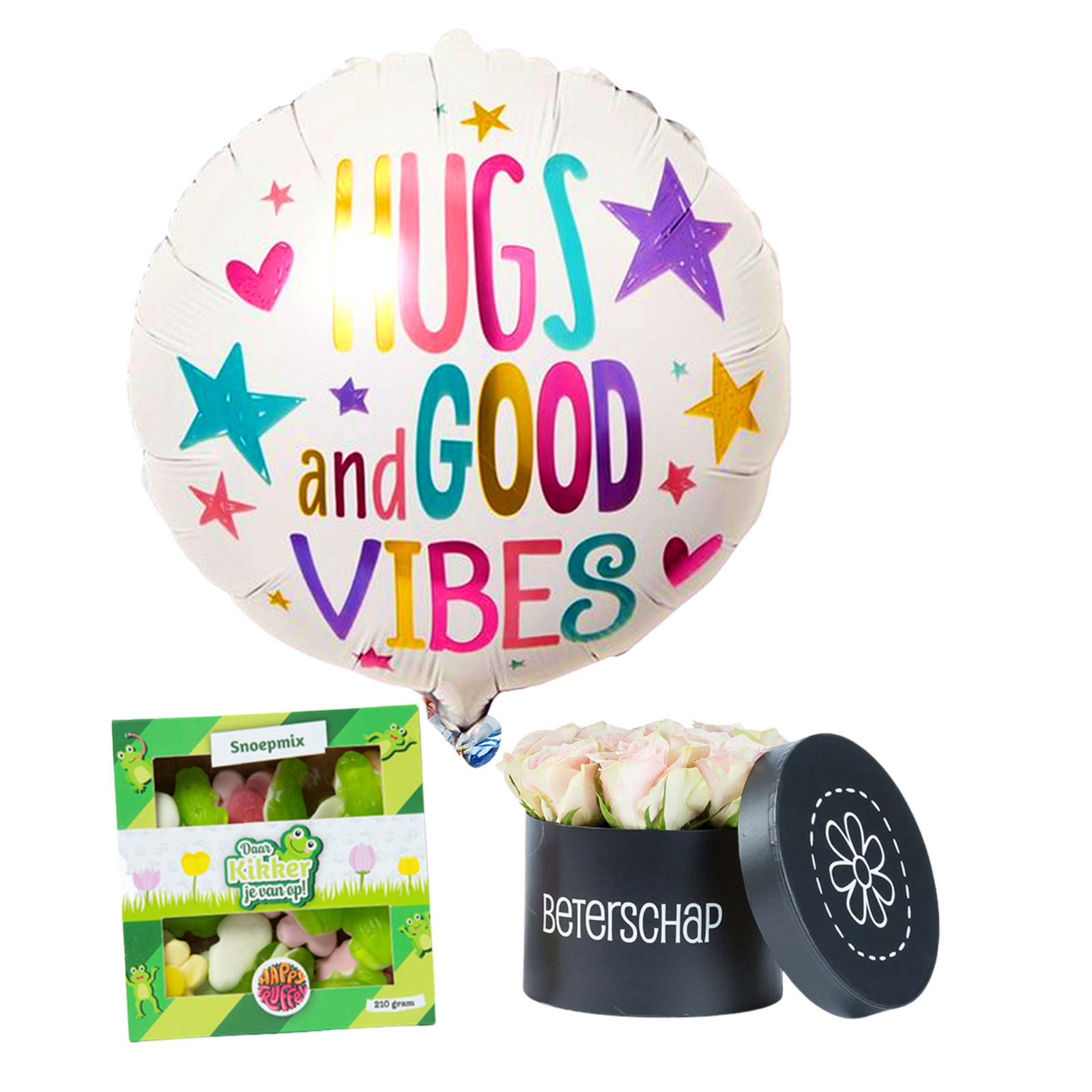 Combideal Beterschap (snoep, bloemen en ballon)