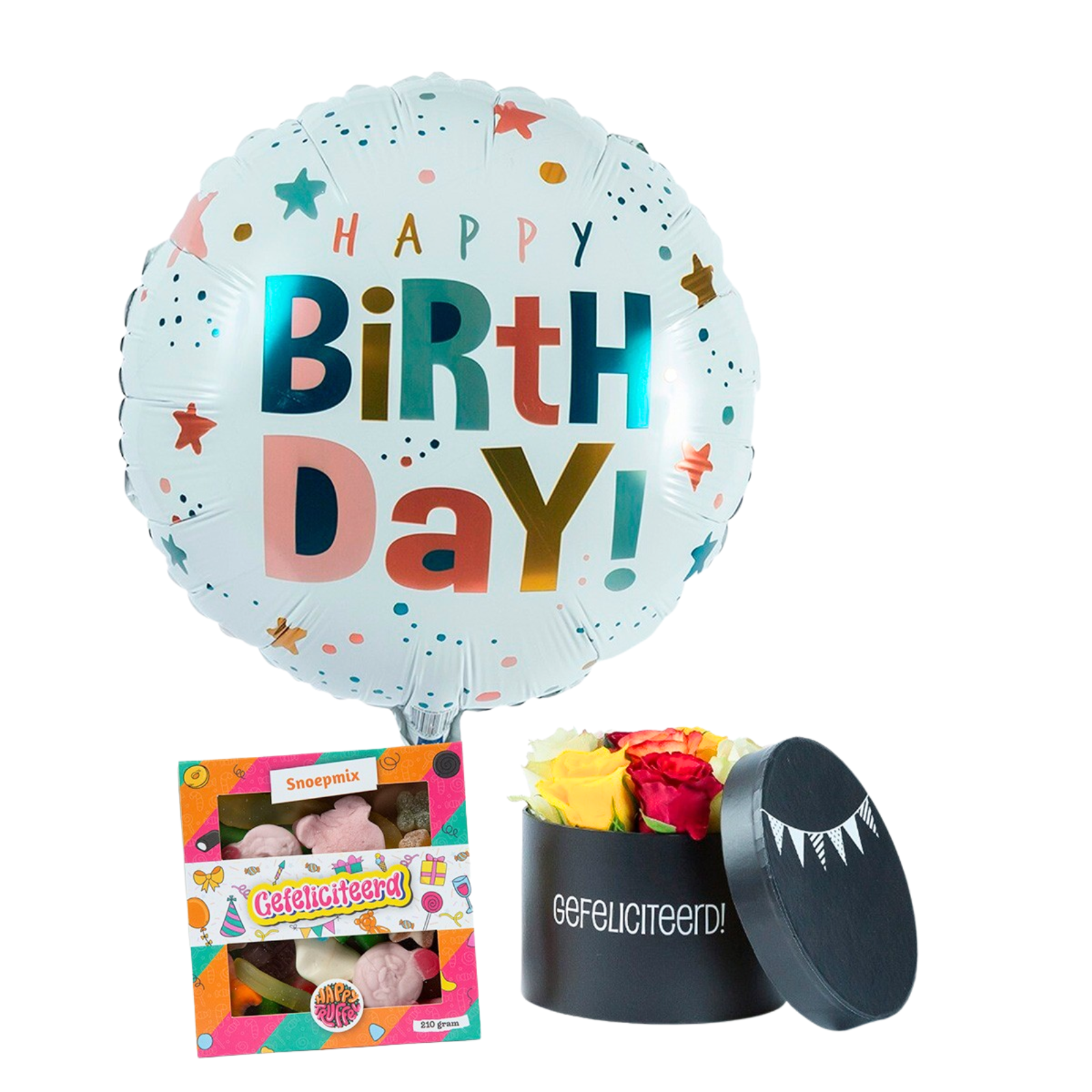 Combideal Verjaardag  (chocolade, bloemen en ballon)