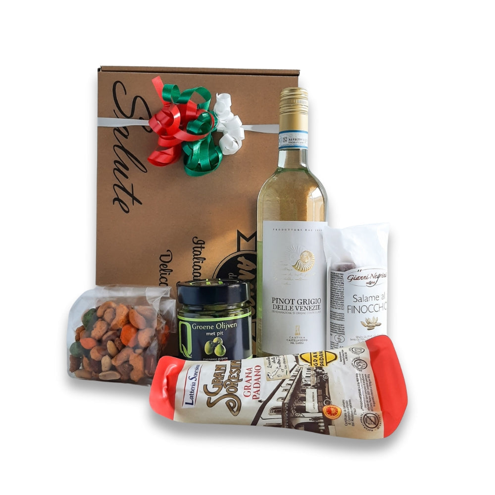 Borrelbox Italiaans (keuze uit witte of rode wijn of prosecco)