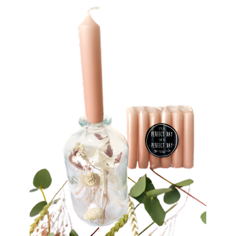 Fles met droogbloemen & kaarsen