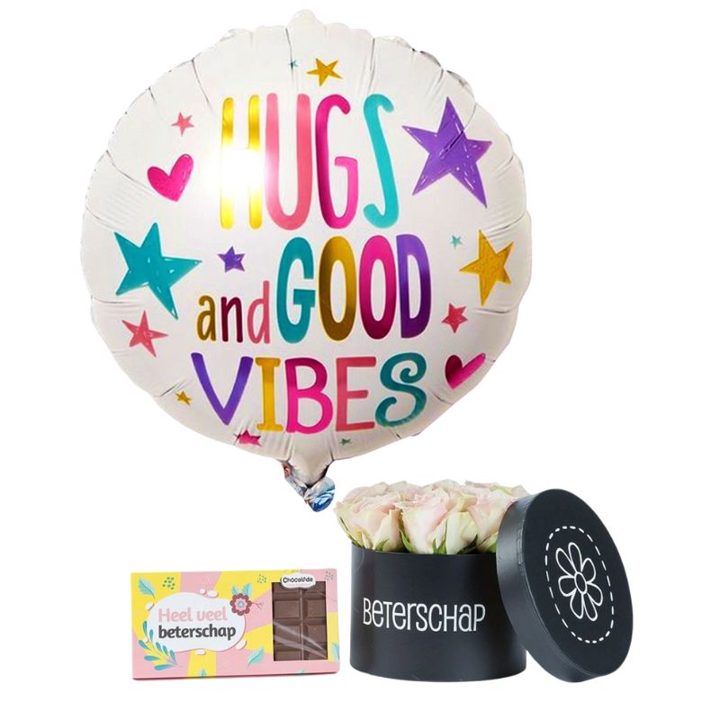 Combideal Beterschap (chocolade, bloemen en ballon)