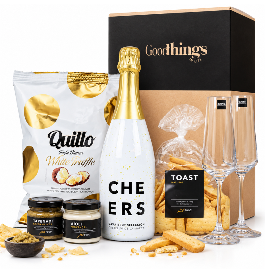 Borrelbox - Cheers - Cava met 2 glazen