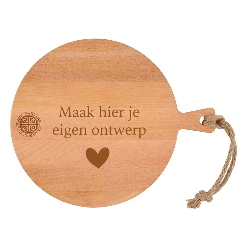 Serveerplank rond met eigen tekst - 35cm