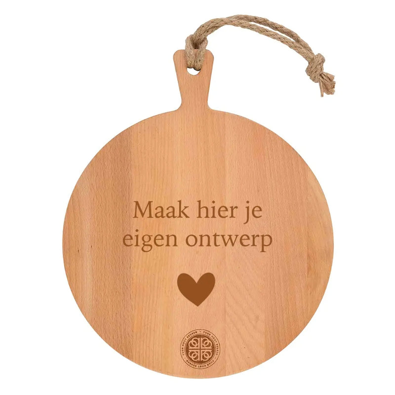 Serveerplank rond met eigen tekst - 35cm