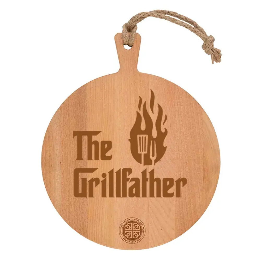 Beukenhout Serveerplank rond The Grillfather (30cm)