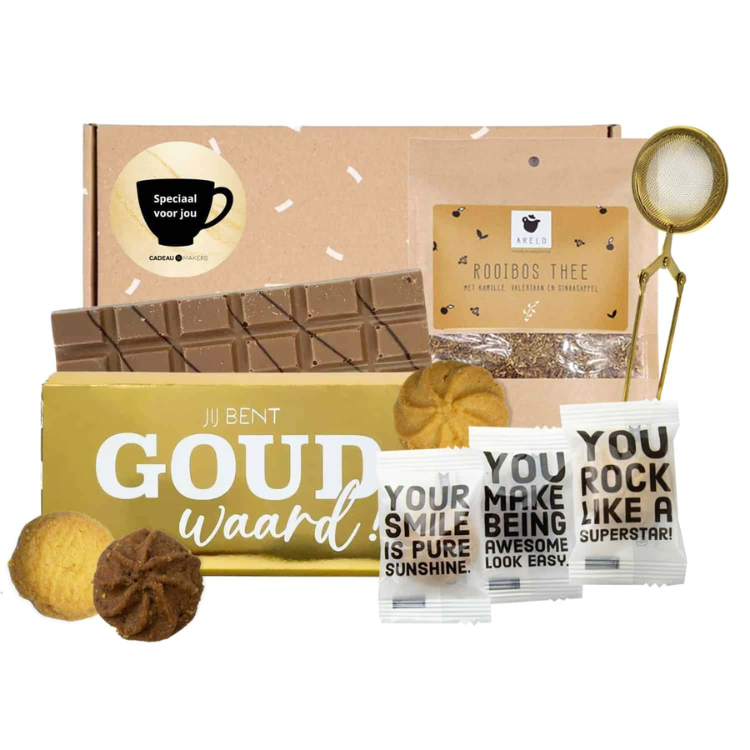 Jij bent GOUD waard brievenbuspakket | Thee & chocolade