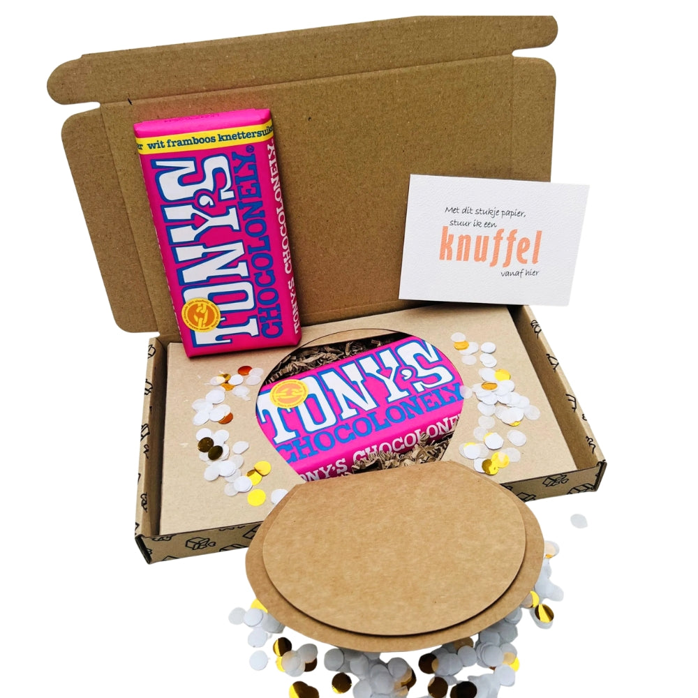 Confetti verrassing cadeau - Brievenbus cadeau met chocolade