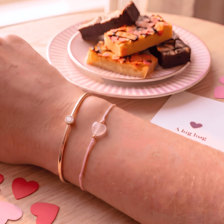 Brownies met Rozenkwarts Hart Armband