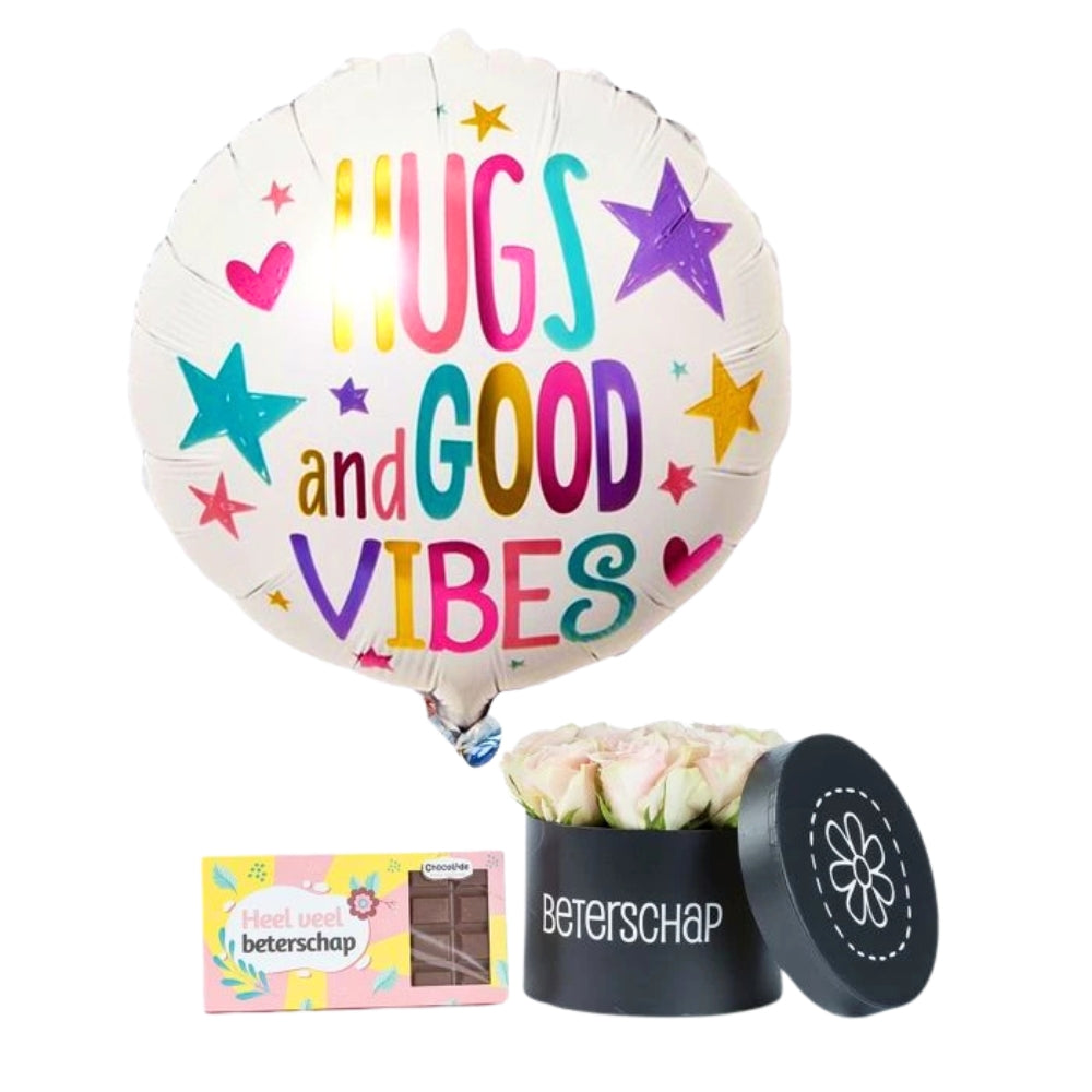 Combideal Beterschap (chocolade, bloemen en ballon)