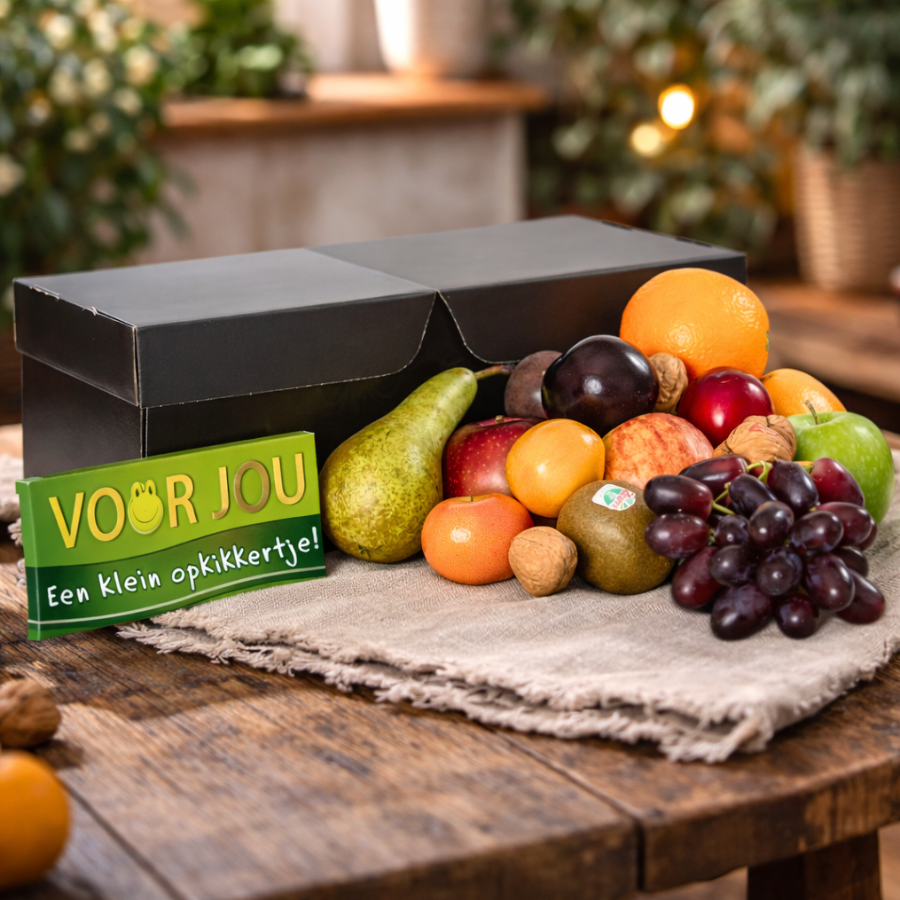 Fruitmand ” klein Opkikkertje voor jou”