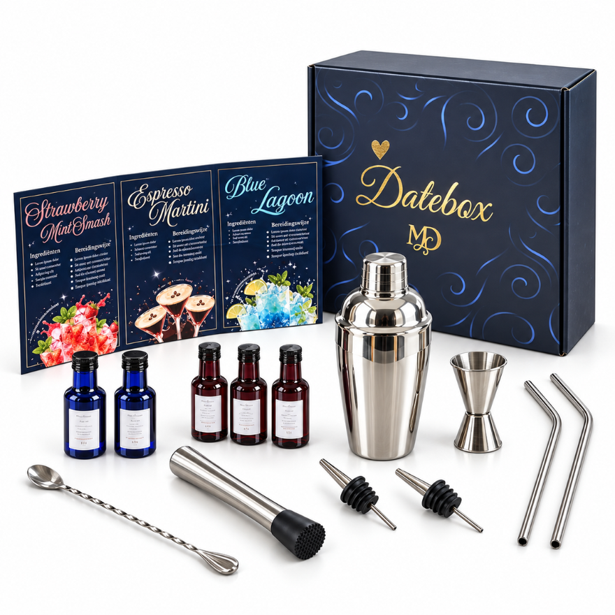 Mix & Sip Box – Cocktail date night pakket voor koppels | Creatieve datenight box