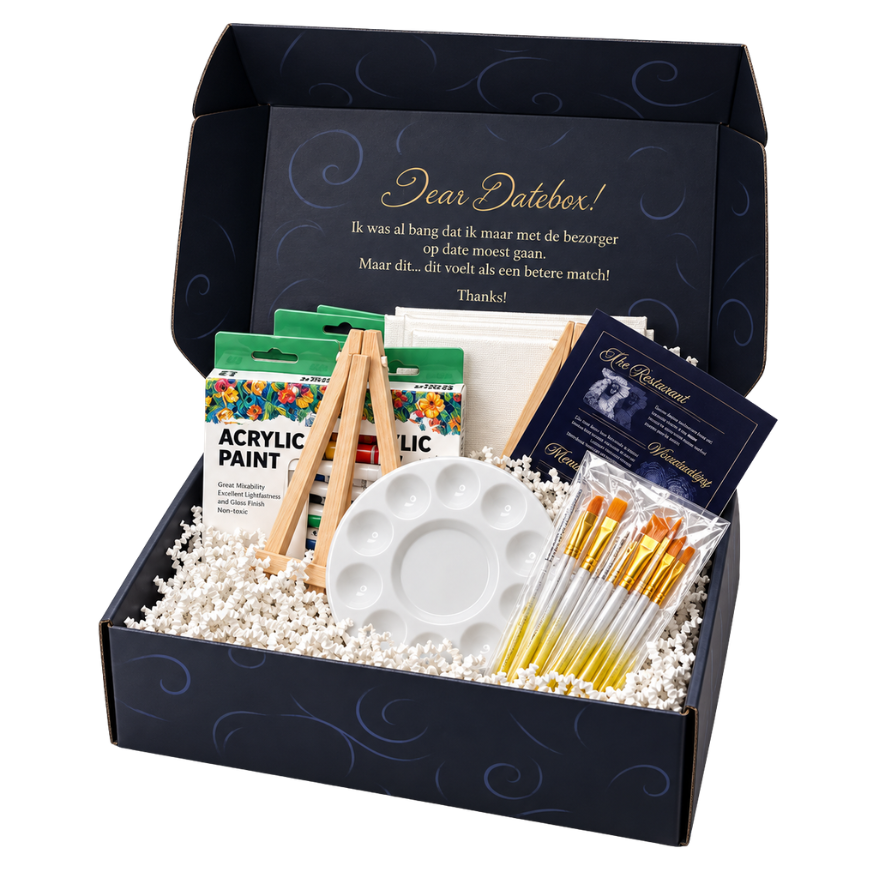 Paint & Date Box – Creatief datenight pakket voor koppels | Schilder date night cadeau