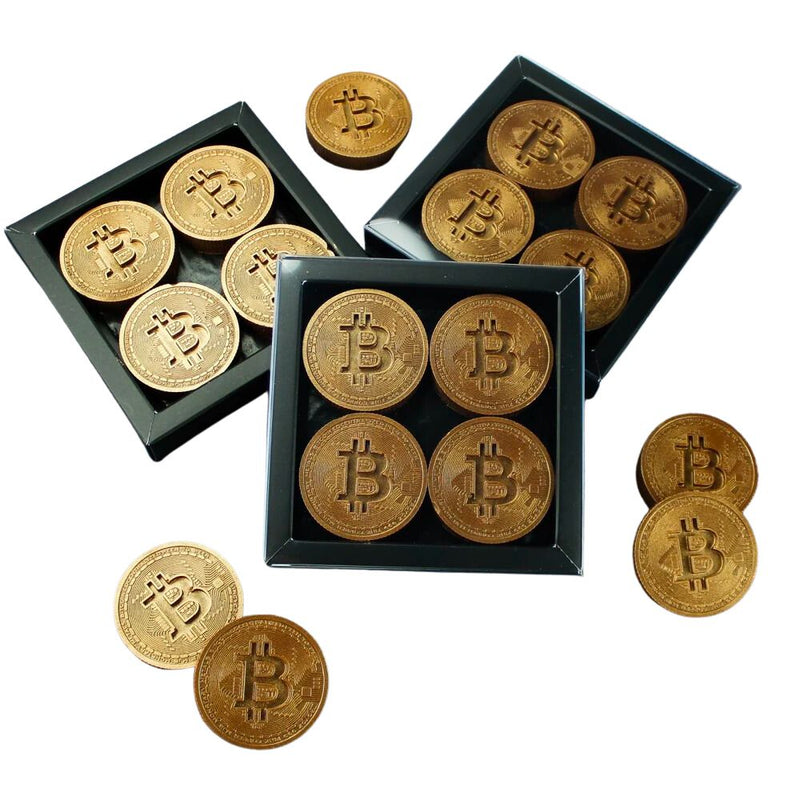 Chocolade Bitcoins 4 stuks goud / brons