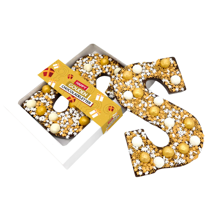 Chocolade Happy Chocoladeletter goud  - Melk