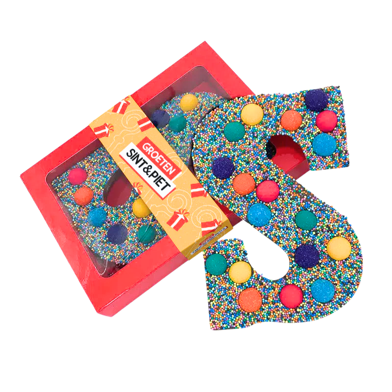 Chocoladeletter “Groeten Sint en Piet” (250 gram) - Happytruffels