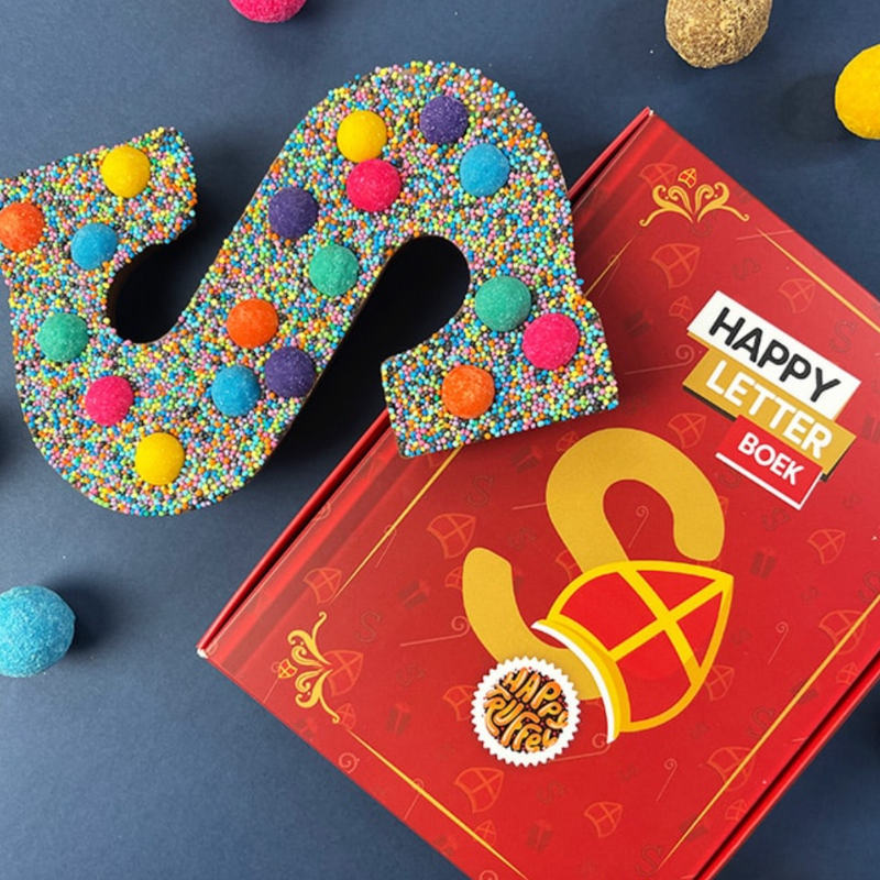 Chocoladeletter “Groeten Sint en Piet” (250 gram) - Happytruffels