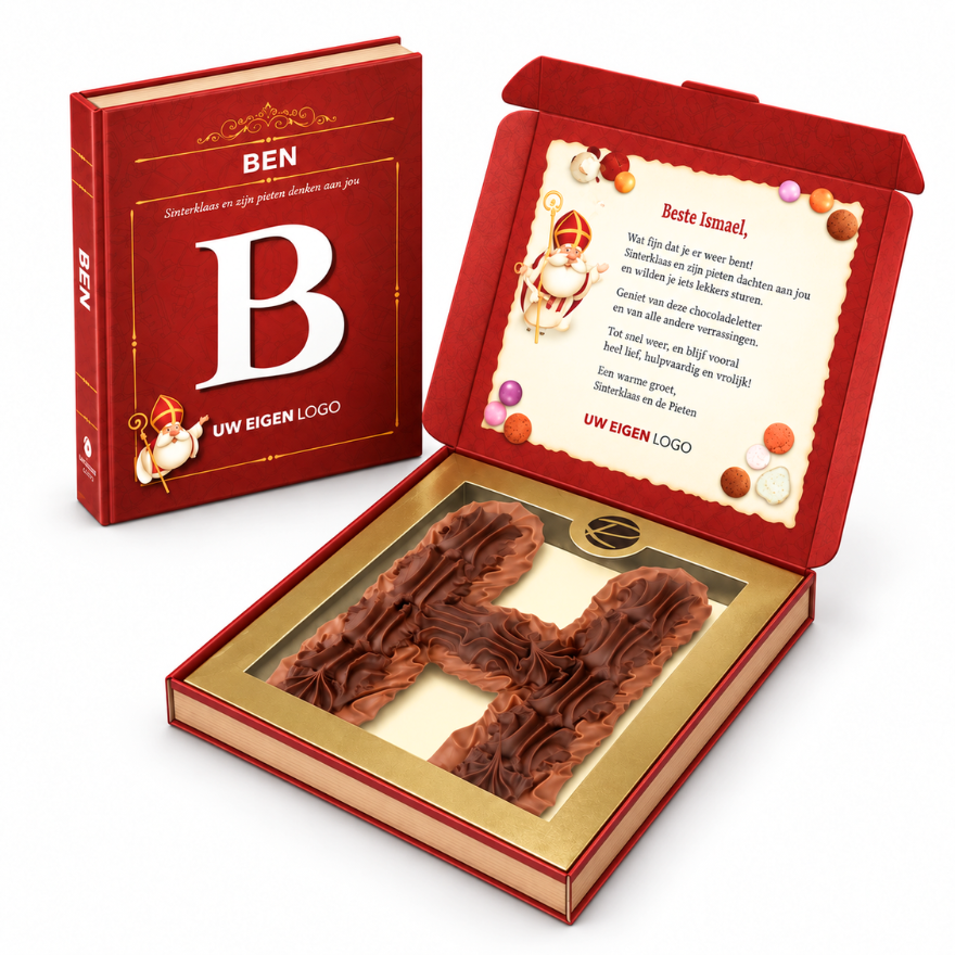 Gepersonaliseerd Sinterklaasboek met chocoladeletter - vanaf 250 st.