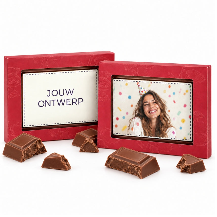 Chocolade wenskaart - vanaf 25st.