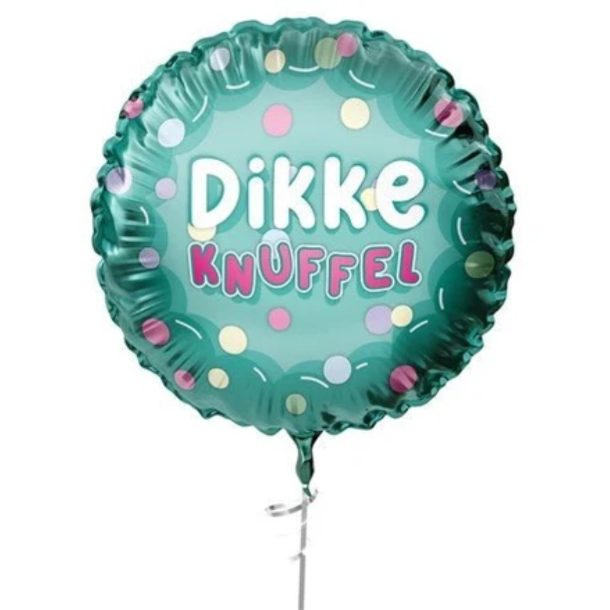 Groene Heliumballon Dikke Knuffel met Kleurrijke Stippen
