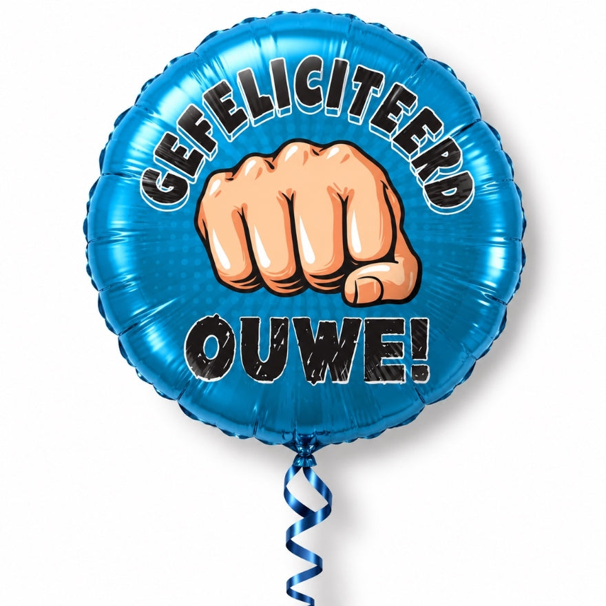 Gefeliciteerd!’ Blauwe Heliumballon – Stoer & Feestelijk