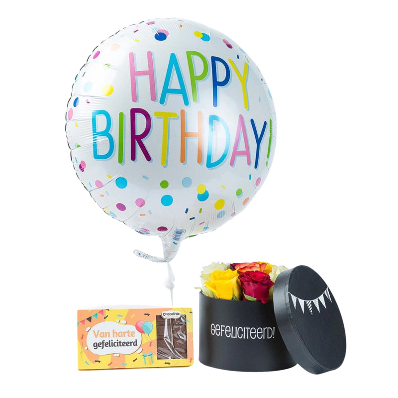 Combideal Verjaardag  (chocolade, bloemen en ballon)