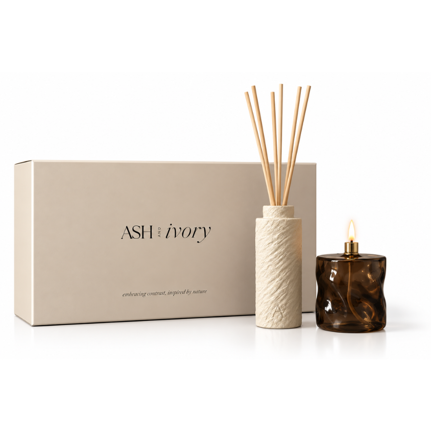 Giftset Calm Moment – Geurstokjes & olielamp | Keuze uit 2 geuren