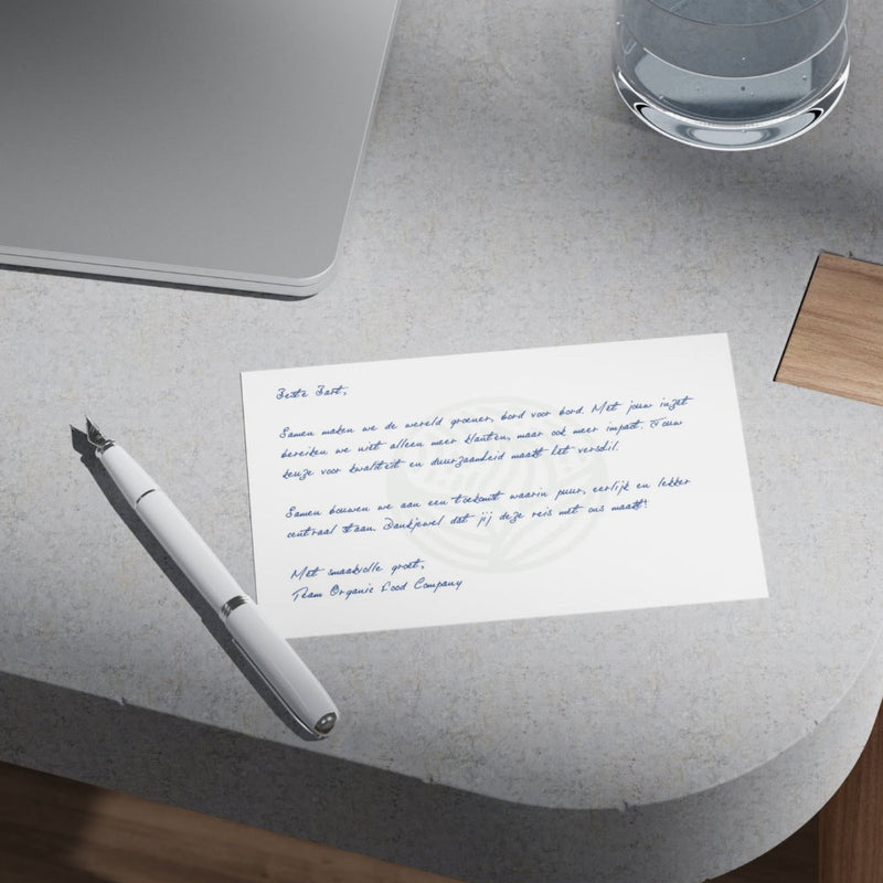Handgeschreven kaartje