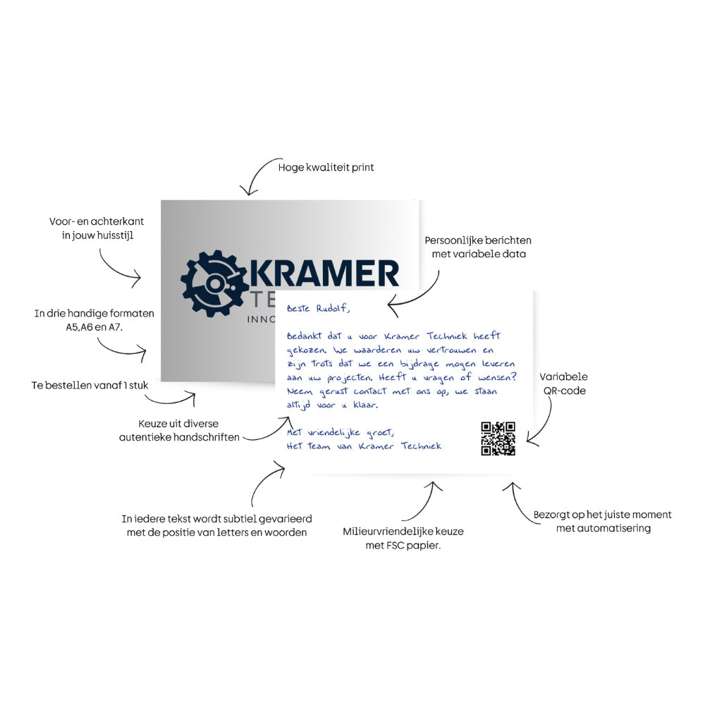 Handgeschreven kaartje