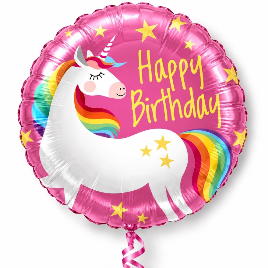 Happy Birthday’ Unicorn Heliumballon – Roze & Regenboog