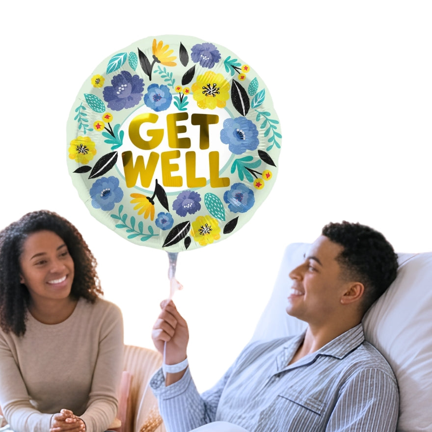 Helium Ballon Get Well Bloemen - 45cm