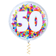Heliumballon getal 50 confetti - Verjaardagsballon