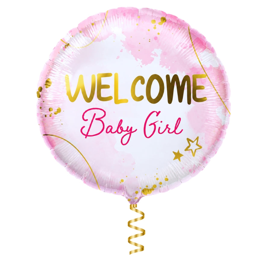Heliumballon "Welcome Baby Girl" - 45cm - Kraamcadeau
