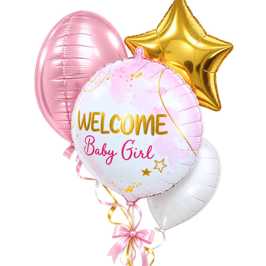 Heliumballon "Welcome Baby Girl" - 45cm - Kraamcadeau