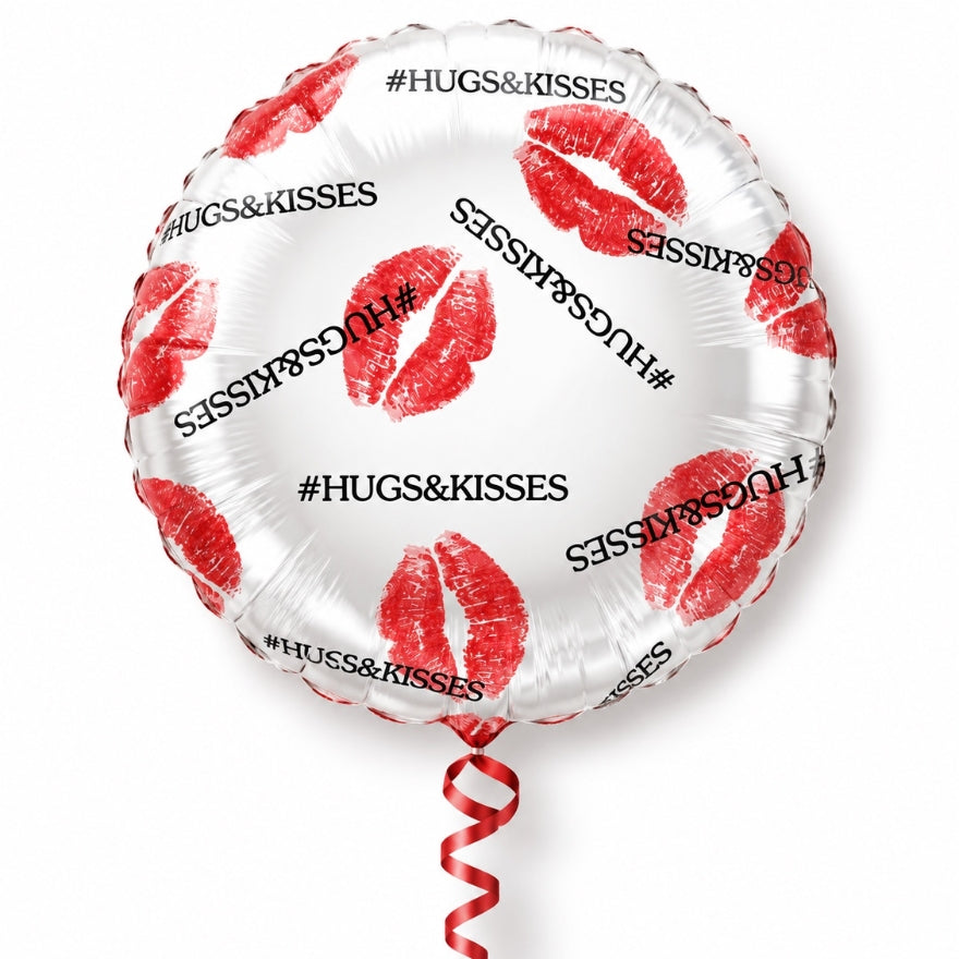 Hugs & Kisses’ heliumballon – Kusjes & Rode Lippen