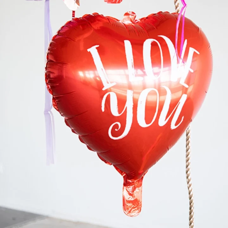 I Love You Helium Hartballon Rood – 45 cm (Leeg)