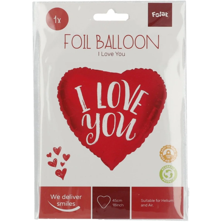I Love You Helium Hartballon Rood – 45 cm (Leeg)