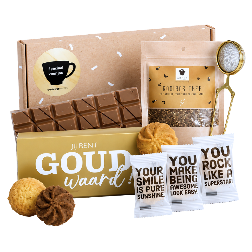 Jij bent GOUD waard brievenbuspakket | Thee & chocolade