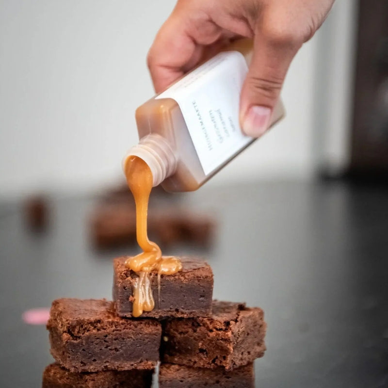 Klassieke brownies met caramelsaus