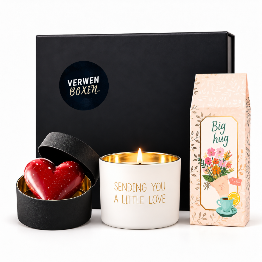 Big Hug Verwenpakket – Thee, Kaars & Chocoladehart
