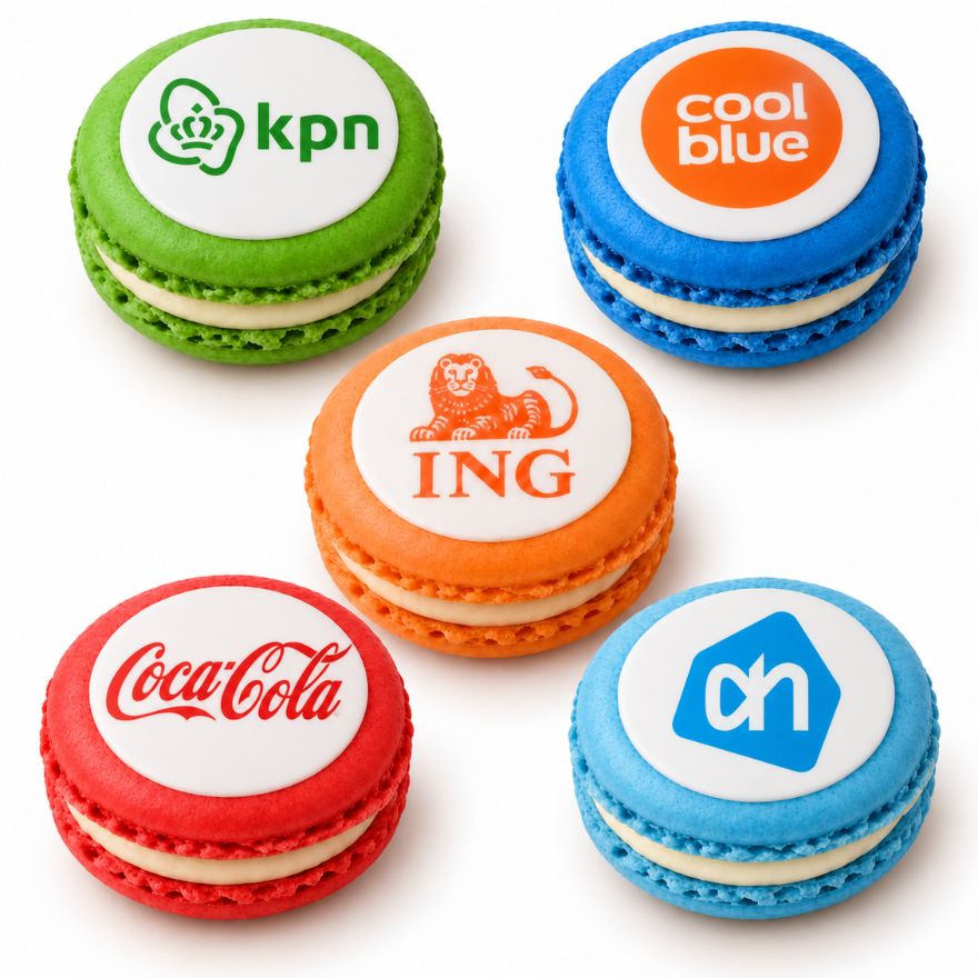 Macarons met eetbaar logo of foto - vanaf 50 stuks