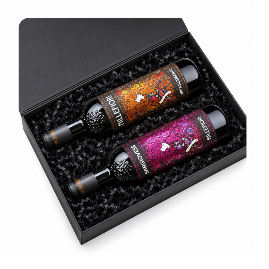 Millefiori Rood & Wit - Premium wijngeschenk