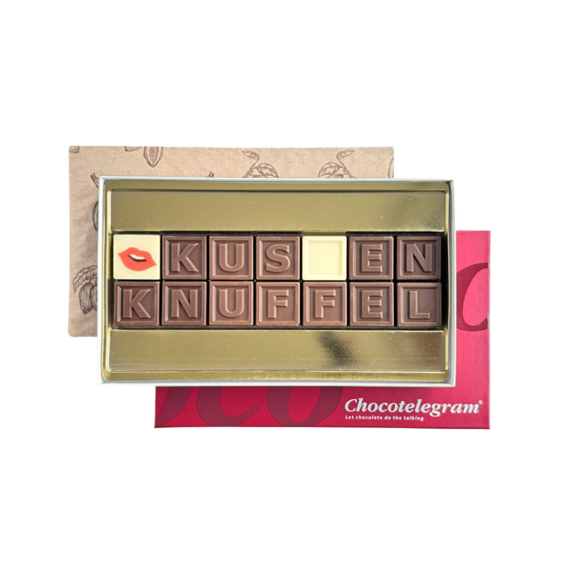 ChocoTelegram 14 -  kus en knuffel  melk/wit  133g