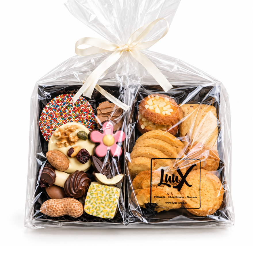 Pakket met koekjes en chocolade