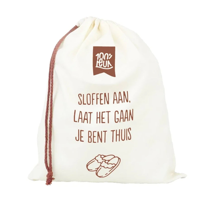 Sloffen cadeau met stoffentas