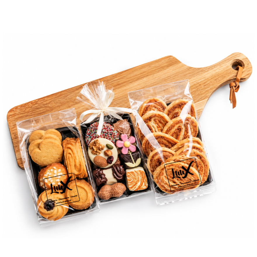 Snijplank met koekjes en chocolade groot