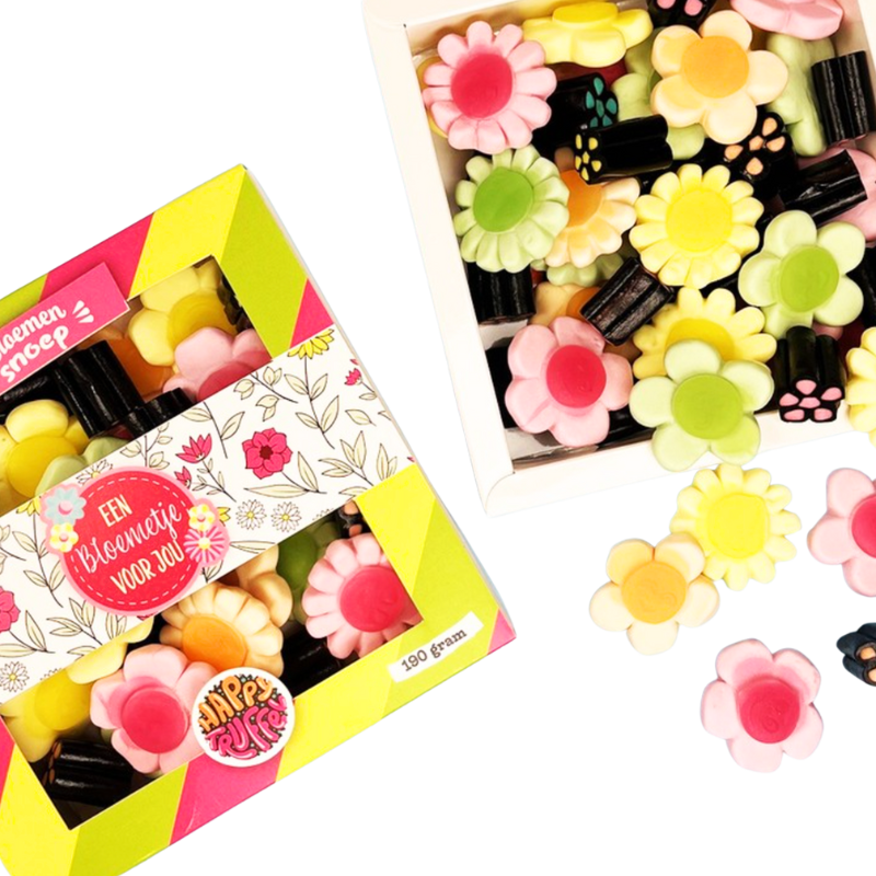 Snoeppakket “Een bloemetje voor jou” Bloemen snoep (210 gram)