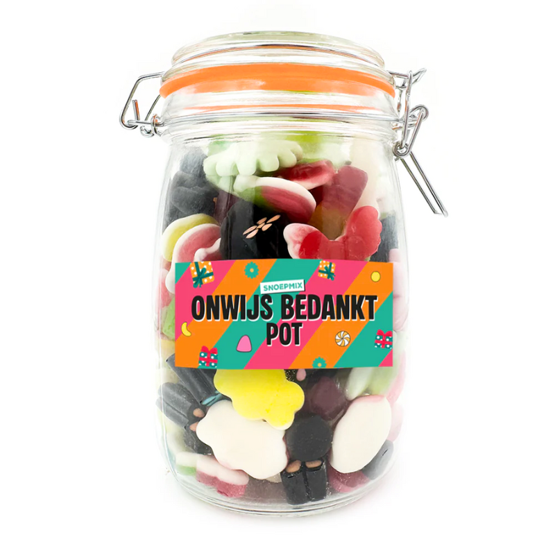 Snoeppot weck "Onwijs bedankt Pot" mix snoep