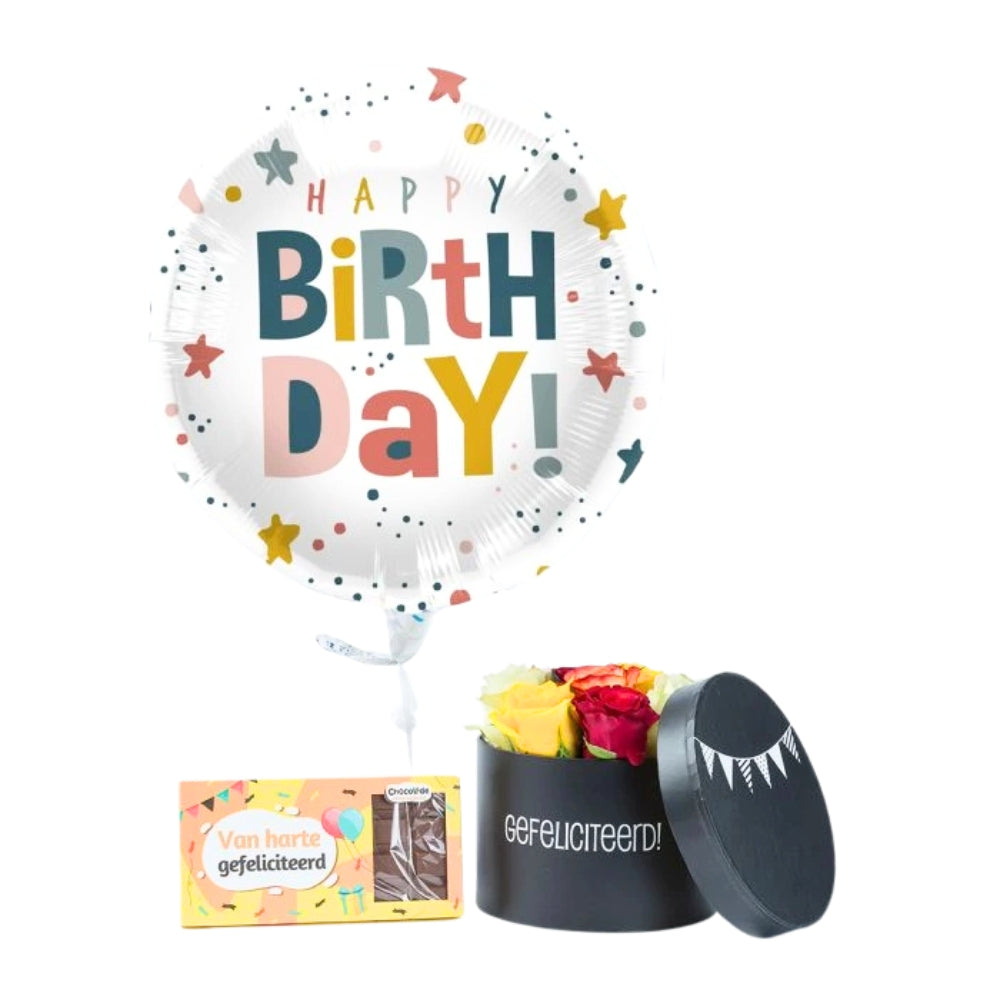 Combideal Verjaardag  (chocolade, bloemen en ballon)