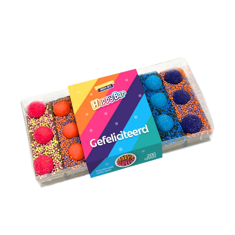 Chocoladereep - "Gefeliciteerd" (200 gram) - HappyBar Proeverij